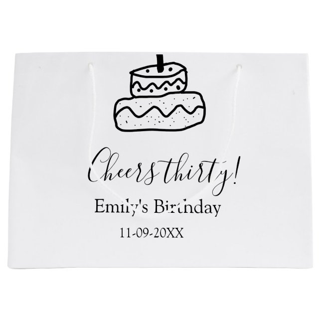Cheers thirty birthday cake black scribble hand (Framsidan)