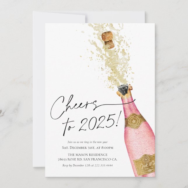 Cheers till 2024 års nyår Party Inbjudningar (Framsida)
