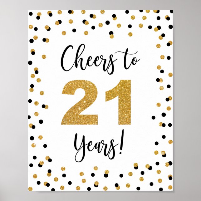 Cheers till 21 års årsdag eller födelsedagssignatu poster (Framsidan)