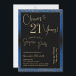 Cheers till 21 års Surprise Födelsedagsfest Blue Inbjudningar<br><div class="desc">Med två utmärkande typsnitt har jag skapat grafik för ditt tillkännagivande och förskönat dem med en faux-metallisk guld-effekt för ett festligt liv. Även om varje del kan flyttat runt till kostym för dina behov, står rubriken "Cheers to 21 Years!" och "Surprise Party". ("Överraskning" kan tas bort om party inte är...</div>