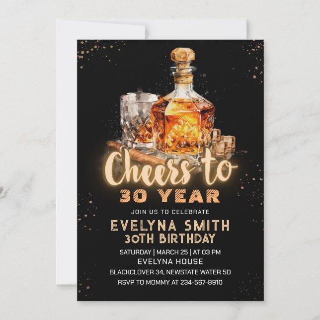 Cheers till 30 år Födelsedagsfest inbjudan (Framsida)