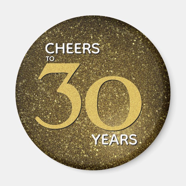 Cheers till 30 års Black Guld 30års födelsedag Magnet (Framsidan)
