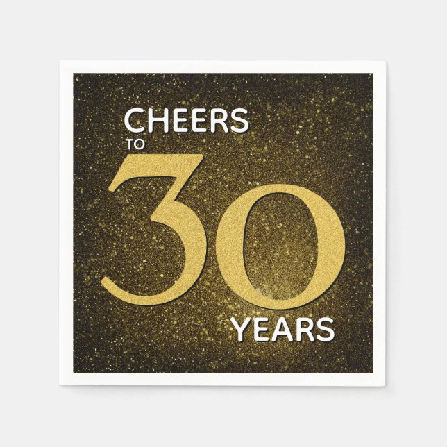 Cheers till 30 års Black Guld 30års födelsedag Pappersservett (Framsidan)