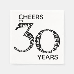 Cheers till 30 års Black White 30års födelsedag Pappersservett