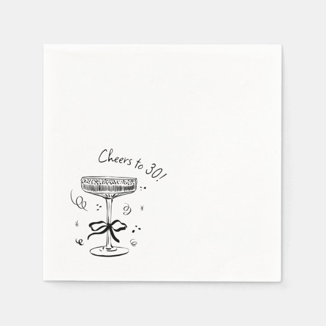 Cheers till 30 års Cocktail Party Pappersservett (Framsidan)
