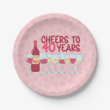 Cheers till 40 år vin temed kawaii stil