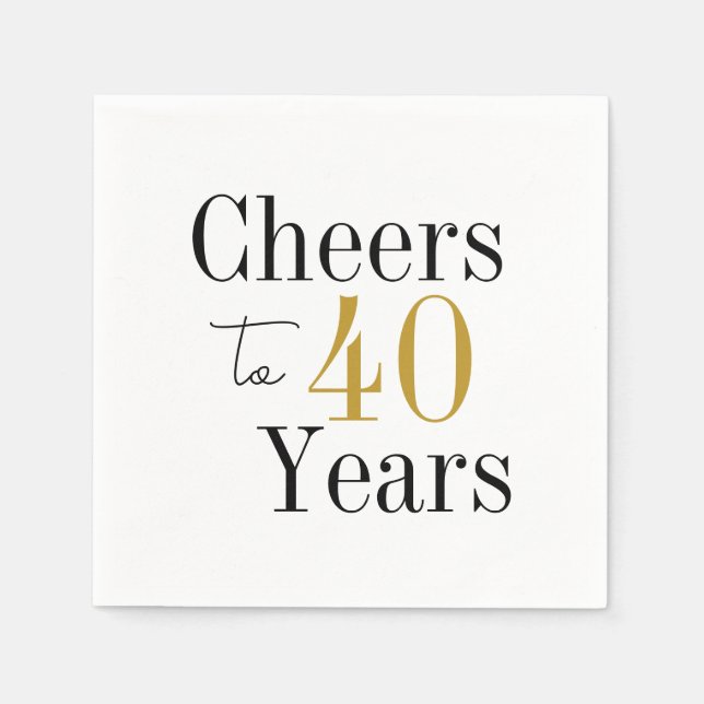 Cheers till 40 års Black Guld Party Pappersservett (Framsidan)