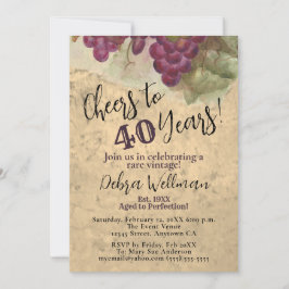 Cheers till 40 års Vintage Rustic 40:e födelsedage Inbjudningar