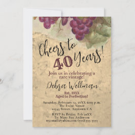Cheers till 40 års Vintage Rustic 40:e födelsedage Inbjudningar