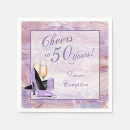 Cheers till 50 år Lavender Guld Pappersservett