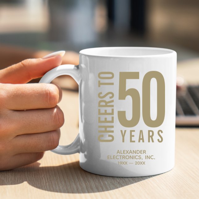 Cheers till 50 års affärsdag kaffemugg (Change to ANY YEAR! Lots of other colors and years pre-done for you in our collection.)