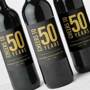 Cheers till 50 års affärsdag vinflaska etikett