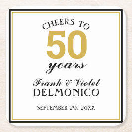Cheers till 50 års Bröllop-årsdag Guld Underlägg Papper Kvadrat