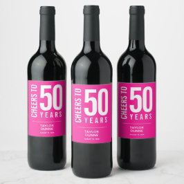 Cheers till 50 års Rosa Vinflaska Etikett