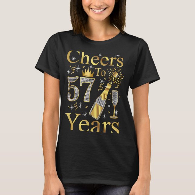 Cheers till 57 år 1966 57:e födelsedagschampagne W T Shirt (Framsida)