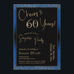Cheers till 60 års Surprise Födelsedagsfest Blue Inbjudningar<br><div class="desc">Med två utmärkande typsnitt har jag skapat grafik för ditt tillkännagivande och förskönat dem med en faux-metallisk guld-effekt för ett festligt liv. Även om varje del kan flyttat runt till kostym för dina behov, står rubriken "Cheers to 60 Years!" och "Surprise Party". ("Överraskning" kan tas bort om party inte är...</div>