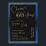 Cheers till 60 års Surprise Födelsedagsfest Blue Inbjudningar<br><div class="desc">Med två utmärkande typsnitt har jag skapat grafik för ditt tillkännagivande och förskönat dem med en faux-metallisk guld-effekt för ett festligt liv. Även om varje del kan flyttat runt till kostym för dina behov, står rubriken "Cheers to 60 Years!" och "Surprise Party". ("Överraskning" kan tas bort om party inte är...</div>