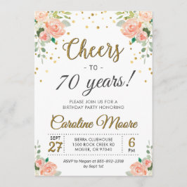 Cheers till 70 års Dam 70:e Födelsedagsfesten Inbjudningar