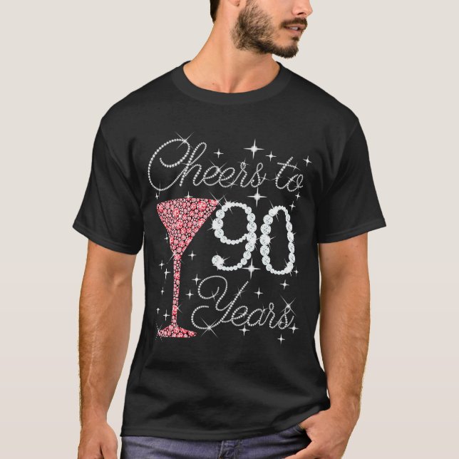 Cheers till 90 år gamla lycklig 90:e födelsedagspr t shirt (Framsida)