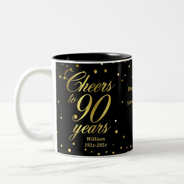 Cheers till 90 års 90:e födelsedag Två-Tonad mugg (Vänster)