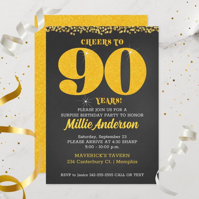 Cheers till 90 års födelsedag 90:e nitton inbjudningar (Cheers to 90 Years 90th Birthday Invitation)