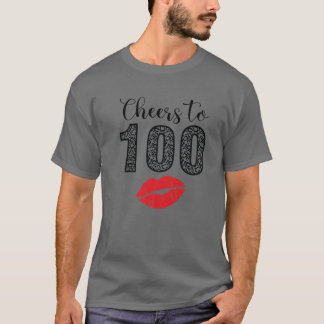 Cheers To 100 Years Lips Happy Birthday Leopard Bo T Shirt