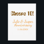 Cheers to 10th wedding anniversary brown orange  vykort<br><div class="desc">simple business sticker</div>