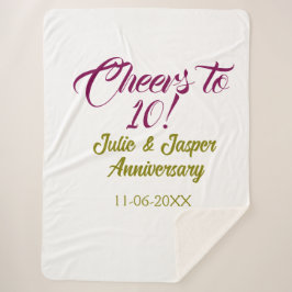 Cheers to 10th wedding anniversary mauve golden na