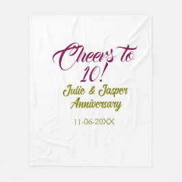 Cheers to 10th wedding anniversary mauve golden na fleecefilt