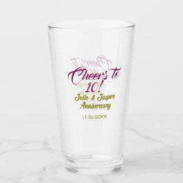 Cheers to 10th wedding anniversary mauve golden na glaskopp