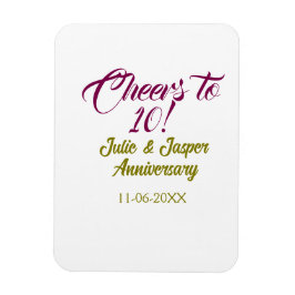 Cheers to 10th wedding anniversary mauve golden na magnet