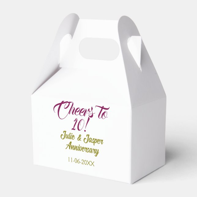 Cheers to 10th wedding anniversary mauve golden na presentaskar (Framsidan Sidan)