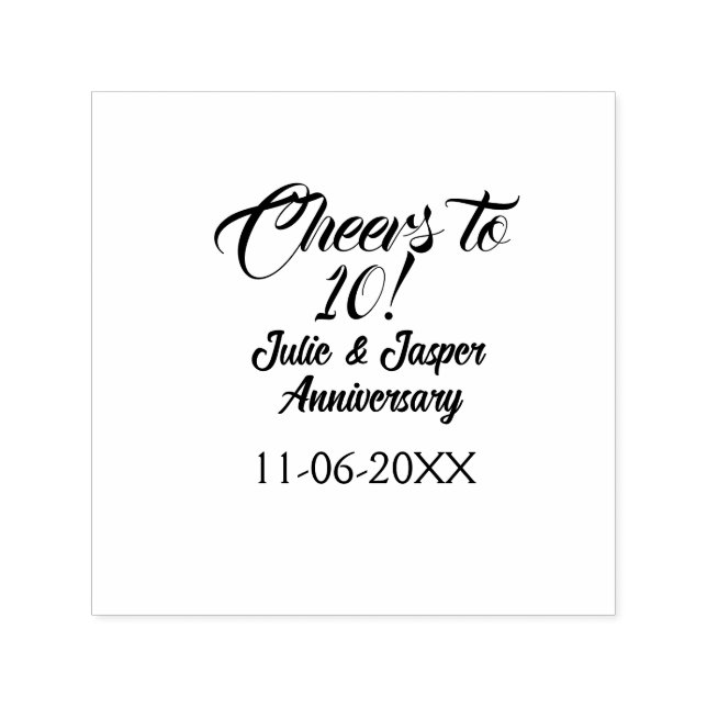 Cheers to 10th wedding anniversary mauve golden na självfärgande stämpel (Design)