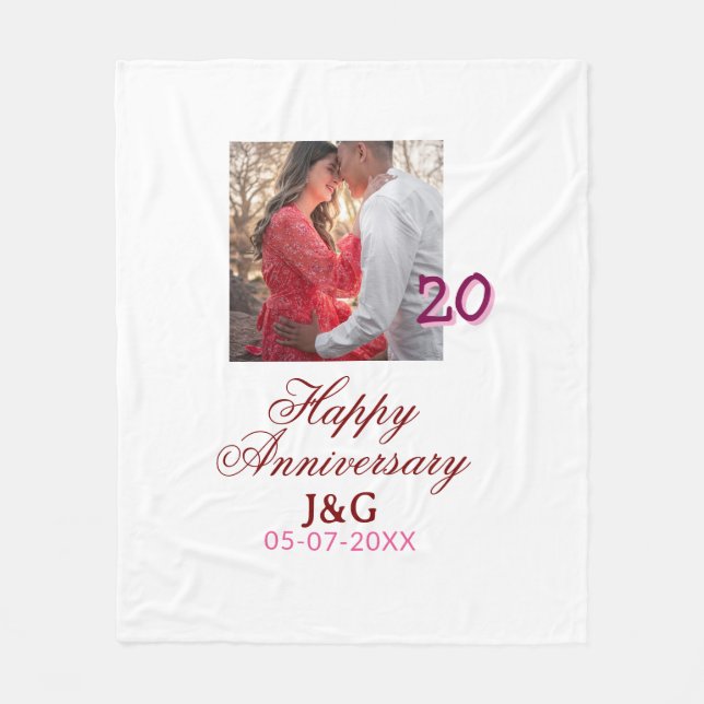 Cheers to 20 Years happy anniversary add photo dat Fleecefilt (Framsidan)