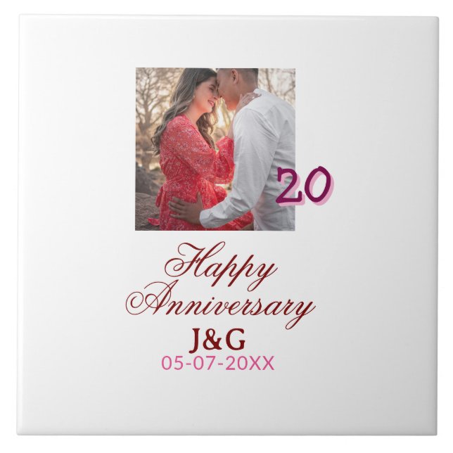 Cheers to 20 Years happy anniversary add photo dat Kakelplatta (Framsidan)