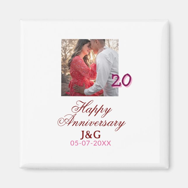 Cheers to 20 Years happy anniversary add photo dat Magnet (Framsidan)