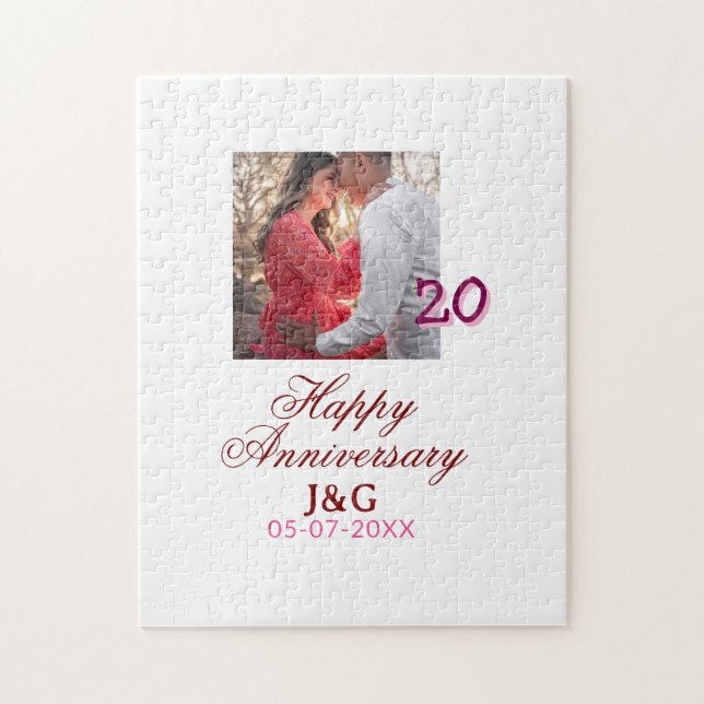 Cheers to 20 Years happy anniversary add photo dat Pussel (Vertikal)