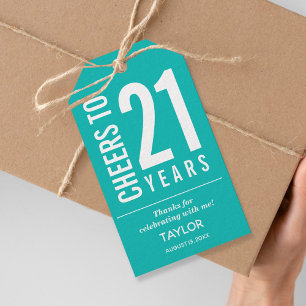 Cheers to 21 Years Turcos Party Favor Presentetikett