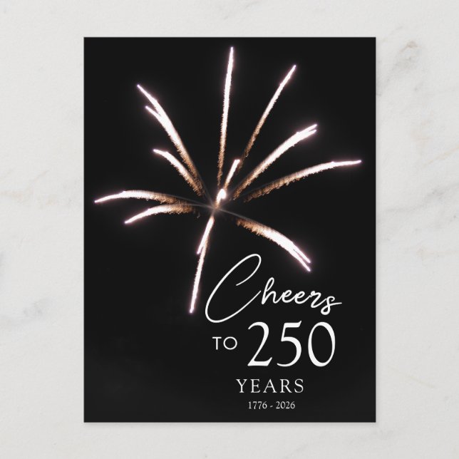 Cheers to 250 Years Sestercentennial 4th of July Vykort (Framsida)