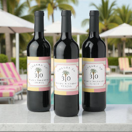 Cheers to 30 Palm Beach Tropical Birthday Vinflaska Etikett