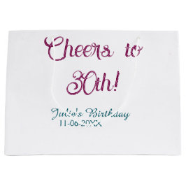 Cheers to 30th birthday name date mauve blue elega