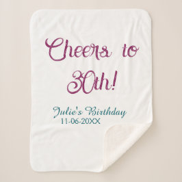 Cheers to 30th birthday name date mauve blue elega