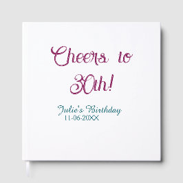 Cheers to 30th birthday name date mauve blue elega gästböcker