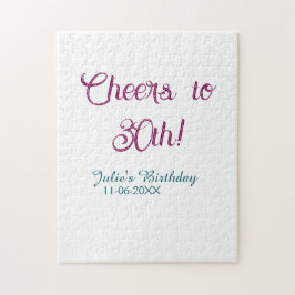 Cheers to 30th birthday name date mauve blue elega pussel