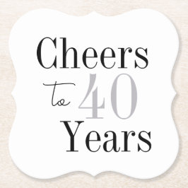 Cheers to 40 Years Minimal Silver Party Underlägg Papper