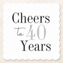 Cheers to 40 Years Minimal Silver Party Underlägg Papper