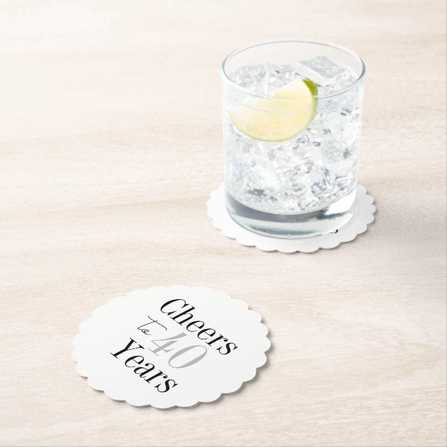 Cheers to 40 Years Minimal Silver Party Underlägg Papper (Insitu)