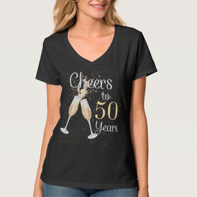 Cheers to 50 Years 50 th Födelsedagsfest Women V T T Shirt (Framsida)