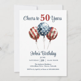 Cheers to 50 Years Birthday Party Inbjudningar