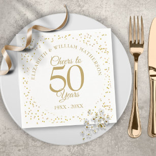 Cheers to 50 Years Bröllop-årsdagen Guld Dust Pappersservett